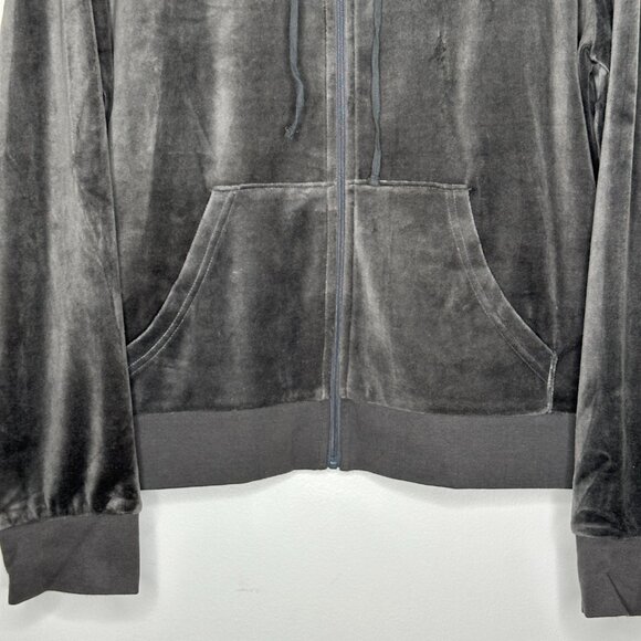 Juicy Couture Gray Velour Zip-Up Hoodie Jacket Size XL Y2K - Picture 2 of 6